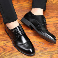 新款男士正装皮鞋男韩版真皮办公鞋子 黑色商务牛皮男鞋