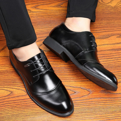 新款男士正装皮鞋男韩版真皮办公鞋子 黑色商务牛皮男鞋
