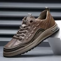 男鞋潮鞋春夏季款头层牛皮休闲鞋板鞋男英伦风透气皮鞋男韩式