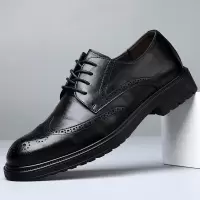 秋季新款男士商务正装皮鞋真皮内增高英伦休闲男鞋布洛克韩版结婚