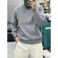半高领拉链毛衣男秋冬季新款宽松套头纯色打底针织衫男生潮流