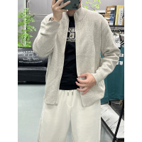 秋冬高领开衫男毛衣美式上衣外套潮流时尚帅气青年宽松针织衫