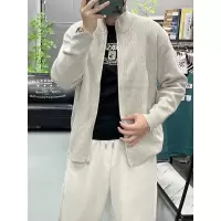 秋冬高领开衫男毛衣美式上衣外套潮流时尚帅气青年宽松针织衫