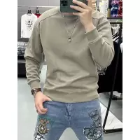 卫衣秋冬潮牌个性破洞纹理纯色打底衫男装宽松休闲百搭男长袖T恤