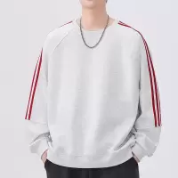 圆领卫衣男士秋季新款美式宽松打底上衣条纹休闲长袖T恤男潮