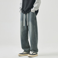 男士直筒牛仔裤男秋冬款美式复古直筒裤垂感高级感宽松休闲长裤