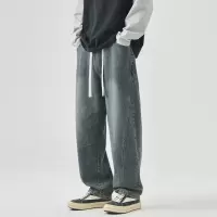 男士直筒牛仔裤男秋冬款美式复古直筒裤垂感高级感宽松休闲长裤