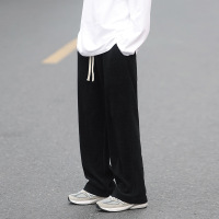 秋冬新款灯芯绒休闲裤男慵懒风港风直筒宽松垂感阔腿宽松长裤子