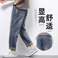 牛仔裤男士秋季宽松直筒潮牌男装新款休闲九分裤子男秋冬潮流