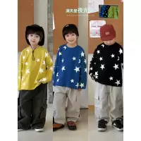 童酷男童秋季新款洋气夜光星星印花宝宝宽松儿童T恤打底衫潮