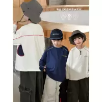 童酷男童秋季新款洋气字母印花宝宝打底衫明线拼色儿童T恤潮