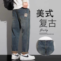 美式复古锥形牛仔裤男士春秋潮牌直筒宽松休闲男装长裤子秋季