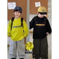 童酷男童秋季新款时尚字母印花宝宝打底衫山系珠地儿童T恤潮