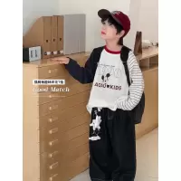 童酷男童秋季新款洋气米奇印花宝宝打底衫插肩袖拼色儿童T恤