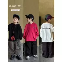 童酷男童秋款湖州织里童装时尚双领中小童T恤字母印花儿童T恤