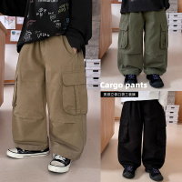 童酷男童秋款织里童装纯色百搭中小童工装裤立体口袋儿童裤子