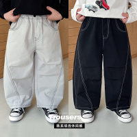 童酷男童秋季新款韩版明线宝宝长裤纯色拼接百搭儿童休闲裤潮