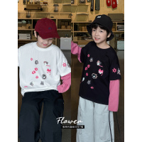 童酷男童秋款帅气假两件宝宝上衣潮酷小恶魔立体印花儿童T恤