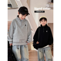 童酷男童秋款湖州织里童装中小童韩版立领刺绣宽松儿童卫衣潮