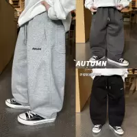 童酷男童秋款湖州织里童装字母刺绣中小童休闲裤拼接儿童卫裤