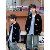 童酷男童秋款湖州织里童装小狗刺绣条纹假两件衬衫儿童外套潮