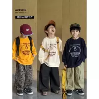 童酷男童秋款湖州织里童装洋气字母印花中小童圆领儿童卫衣潮
