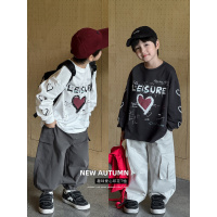 童酷男童秋款湖州织里童装潮酷爱心字母印花儿童T恤打底衫帅