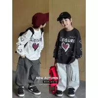 童酷男童秋款湖州织里童装潮酷爱心字母印花儿童T恤打底衫帅