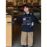 童酷男童秋款童装帅气印花中小童上衣潮酷拼色半拉链儿童卫衣