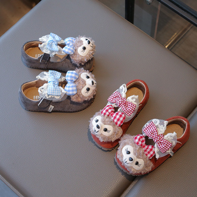 儿童可爱卡通黑色厚底包头可爱年秋季新款外穿踩屎感休闲皮鞋