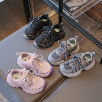 儿童鞋秋款个性男童防水皮面舒适老爹鞋女童学生跑步运动鞋潮