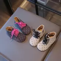 儿童马丁靴年秋季新款小女孩单靴圆点女童公主靴女宝宝短靴