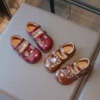 复古儿童皮鞋春秋女童单鞋浅口软底女孩公主鞋豆豆宝宝鞋子潮
