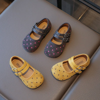 女童皮鞋秋季韩版新款波点宝宝公主鞋软底博肯鞋小女孩单鞋