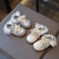 秋季新款童鞋小女孩甜美蕾丝边运动休闲鞋韩版宝宝女童德训鞋