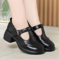 文艺复古学院单鞋百搭玛丽珍鞋圆头高跟鞋单鞋