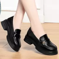 新款英伦风粗跟小皮鞋乐福鞋