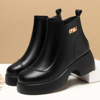 妈妈棉鞋冬季新款女士靴子粗跟厚底加绒保暖女士短靴中年女鞋