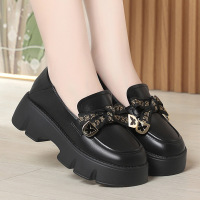 新款小皮鞋乐福鞋纯色时尚休闲女鞋增高厚底