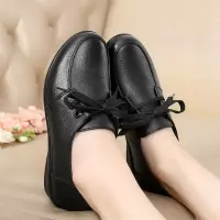 新款软底休闲女鞋牛皮单鞋子平底轻便妈妈鞋女士皮鞋