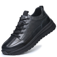 秋季新款男士休闲运动鞋头层牛皮真皮男鞋跑鞋防滑橡胶舒适鞋