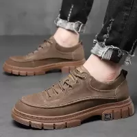 软底青年鞋新款透气工作鞋耐磨休闲皮鞋子细带简约真皮休闲男鞋子