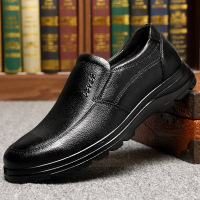 头层牛皮男鞋春秋季商务真皮套脚软底轻便中年爸爸鞋男士休闲皮鞋