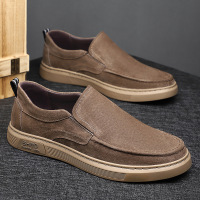 男鞋年新款秋季软底反绒猪皮潮鞋青年百搭板鞋一脚蹬休闲皮鞋