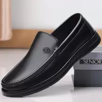 新款闲皮鞋男真皮软皮软底男鞋中老年年男士爸爸鞋懒人鞋豆豆鞋