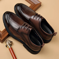 男士商务休闲鞋真皮百搭透气皮鞋爸爸鞋布洛克软底正装新郎婚鞋