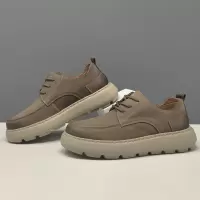 男士头层牛皮休闲鞋欧洲站真皮百搭潮鞋高端小众厚底增高鞋男