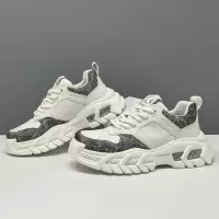 男士真皮潮牌老爹鞋百搭厚底男款潮鞋头层牛皮欧洲站透气增高男鞋