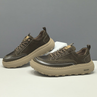 男生头层牛皮萌丑芒果鞋百搭男款潮鞋真皮歪头小丑鞋欧洲站休闲鞋