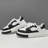 男生头层牛皮透气板鞋男款潮鞋真皮欧洲站男鞋男士厚底增高休闲鞋